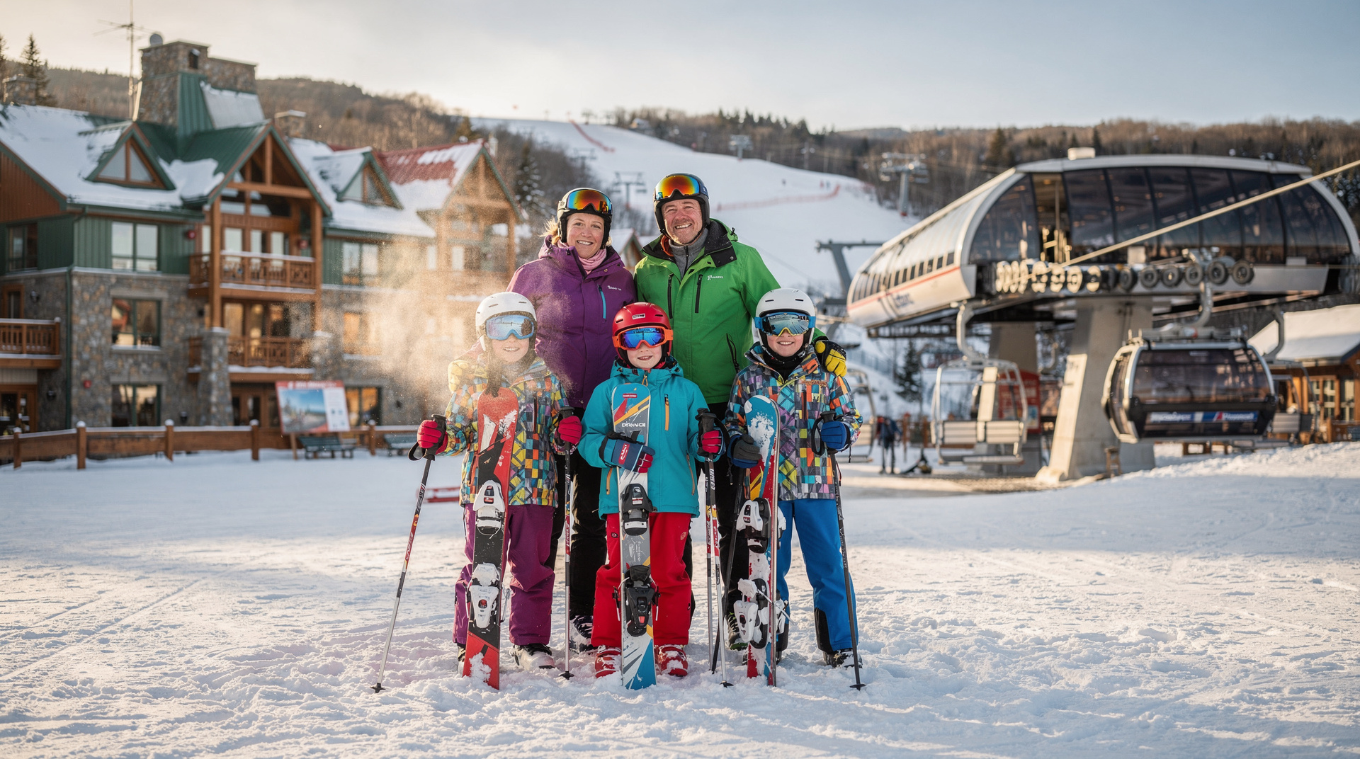 Mont-Tremblant en familia: verano e invierno — Mont-Tremblant en familia: playa y Aquaclub en verano, ziptrek, esquí y tubos de